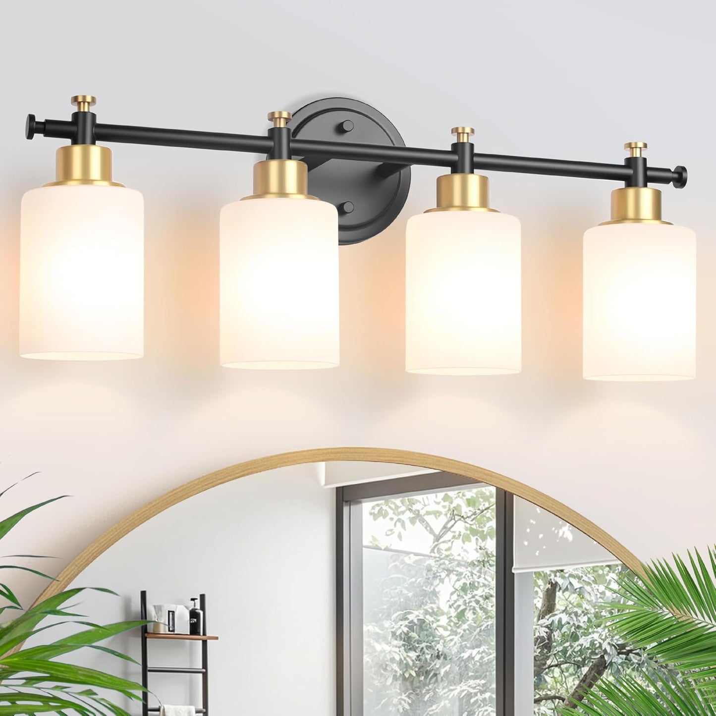 Lámpara tocador baño 4 luces vidrio esmerilado 22.5pulg