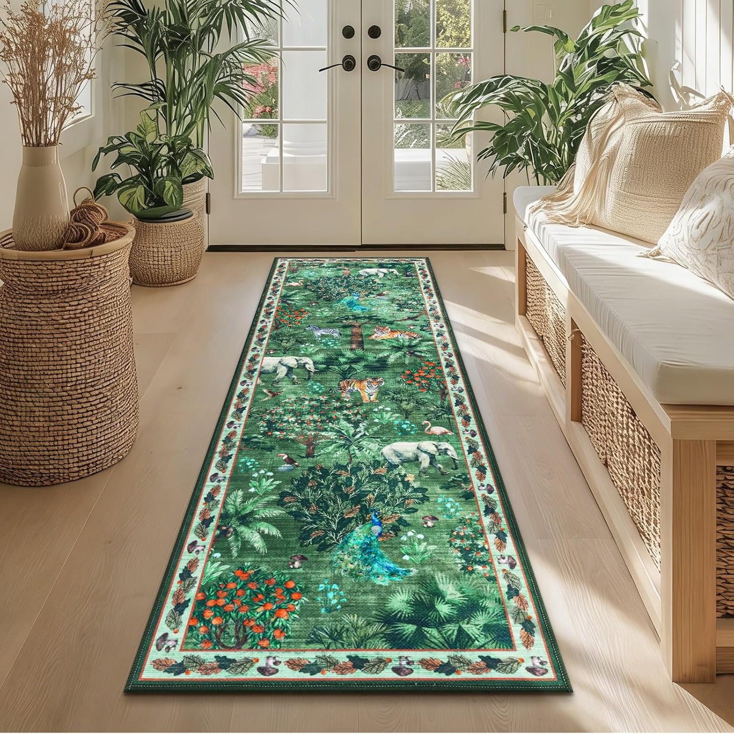 Alfombra pasillo lino estampado selva antideslizante
