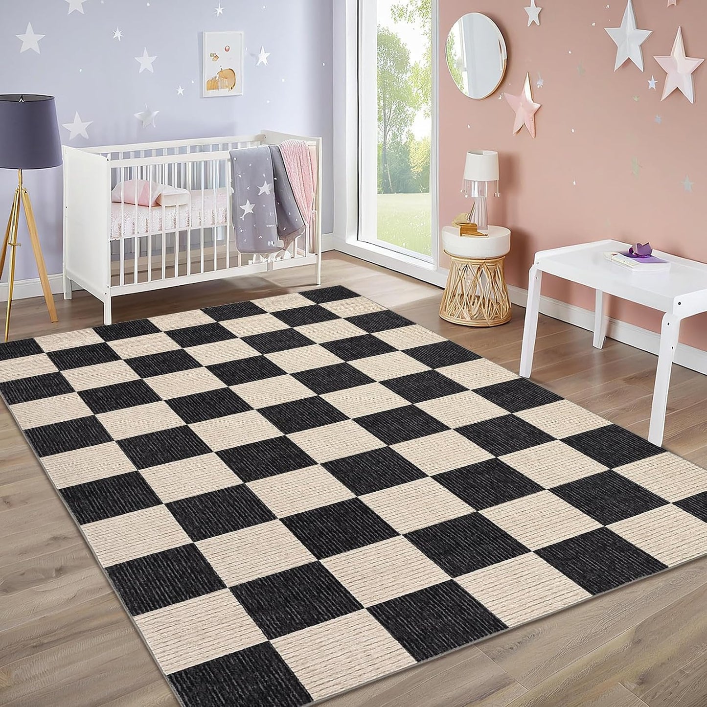 Alfombra lavable 9x12ft cuadros oficina sala resistente manchas