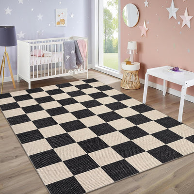 Alfombra lavable 9x12ft cuadros oficina sala resistente manchas