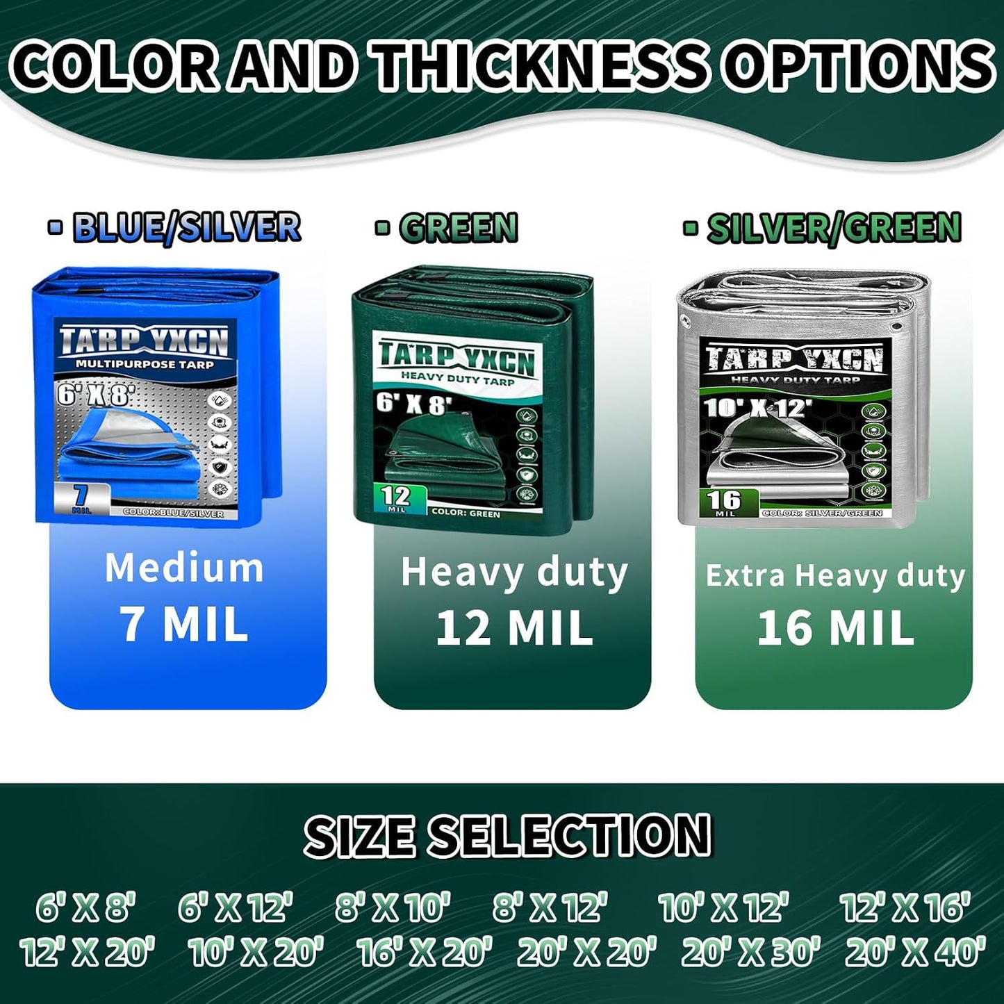 Lona verde UV resistente 0.472pulg impermeable 20pulg