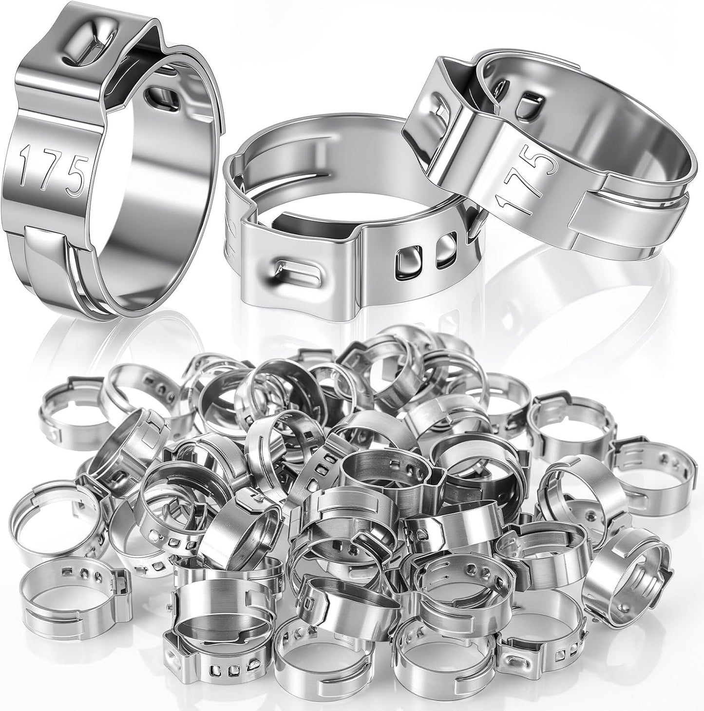 100 Abrazaderas PEX 1/2pulg Acero Inox 304 Plateado