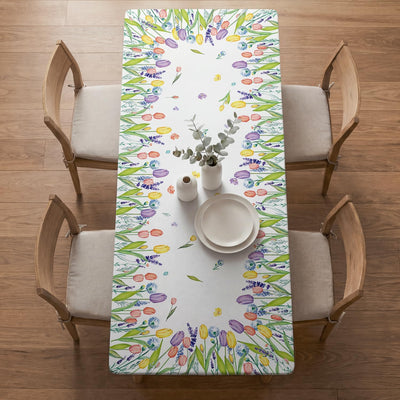 Mantel rectangular de tulipanes 72 x 30 pulgadas lavable para comedor