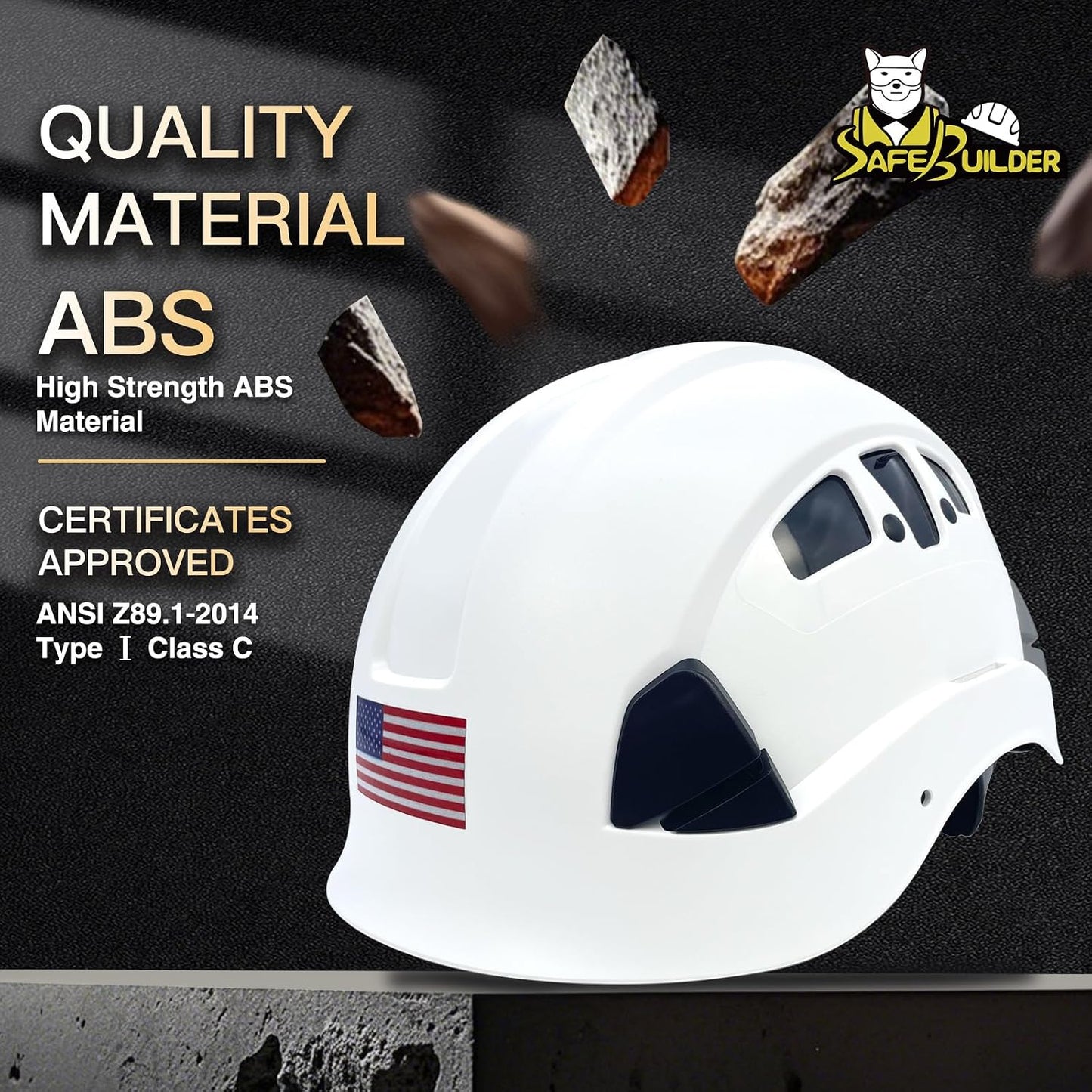 Casco seguridad construcción ABS ajustable certificado ANSI