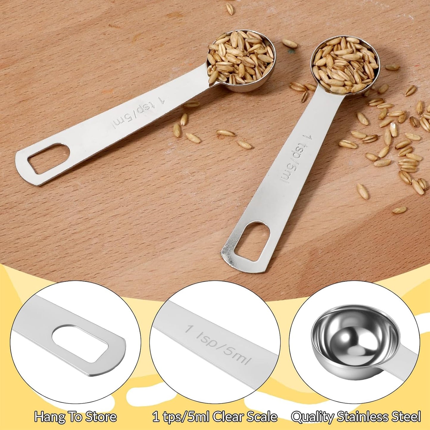 Cucharaditas medidoras de acero inoxidable para cocinar con precisión