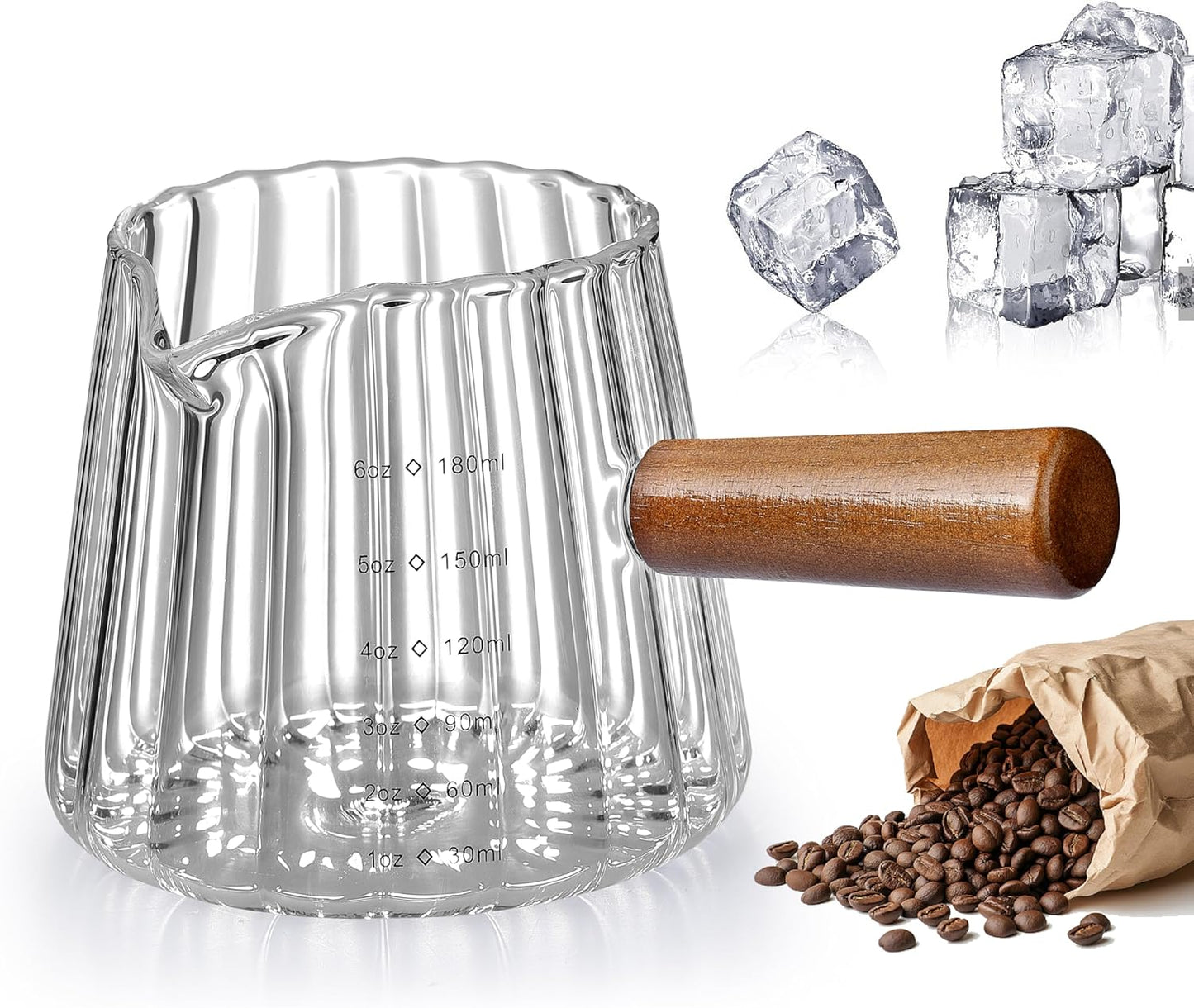 Vaso medidor para café expreso 6 oz con boca en V