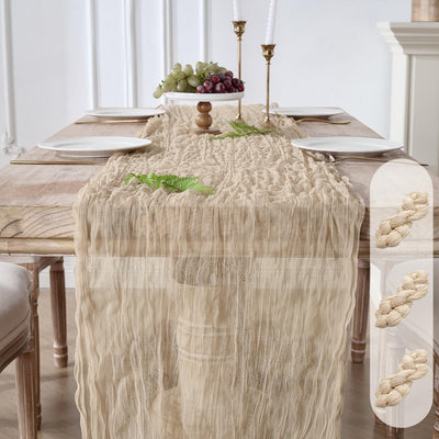 Camino mesa gasa beige set 3 120pulg para comedor boda