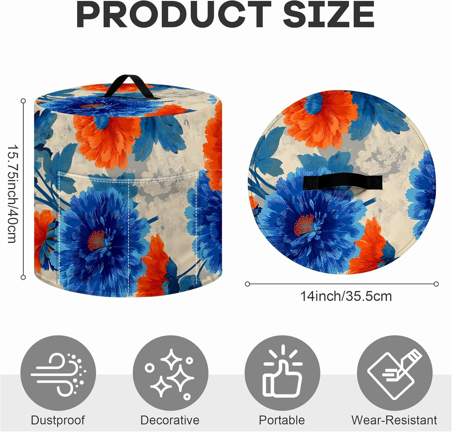 Cubierta floral naranja y azul para olla de cocción lenta