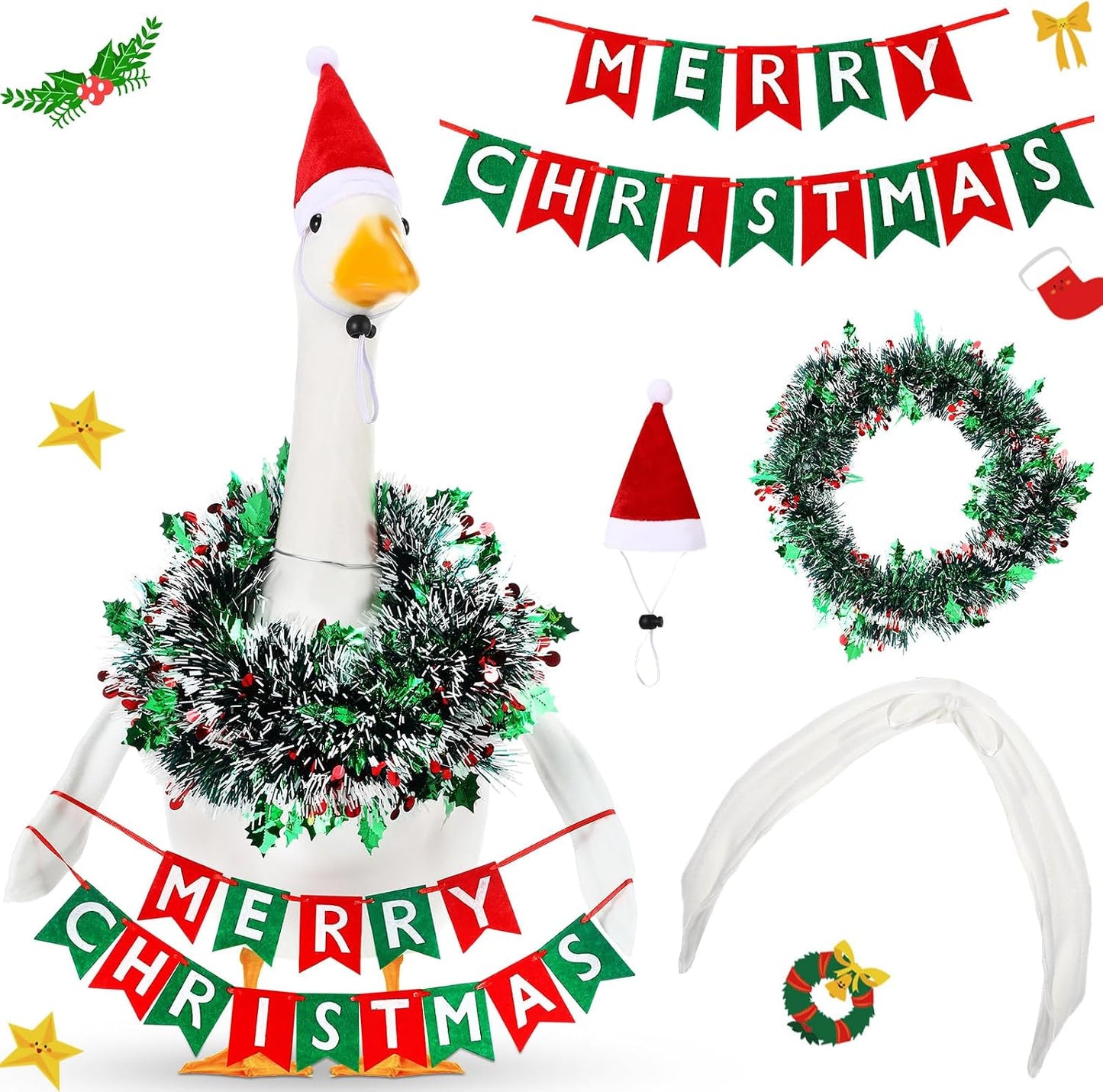 4 Pzas Atuendo Ganso Navideño 58cm Alas Articulables