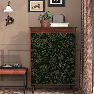 Papel tapiz floral verde autoadhesivo 17.5x393pulg