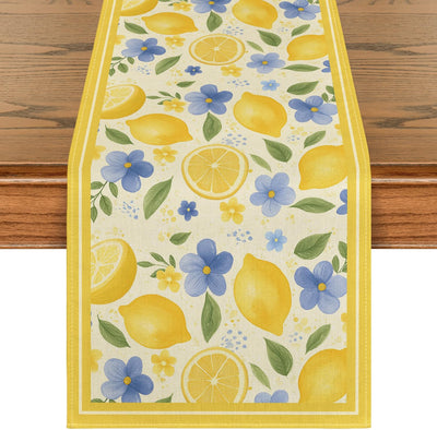 Camino de mesa de flores de limón 13 x 72 pulgadas