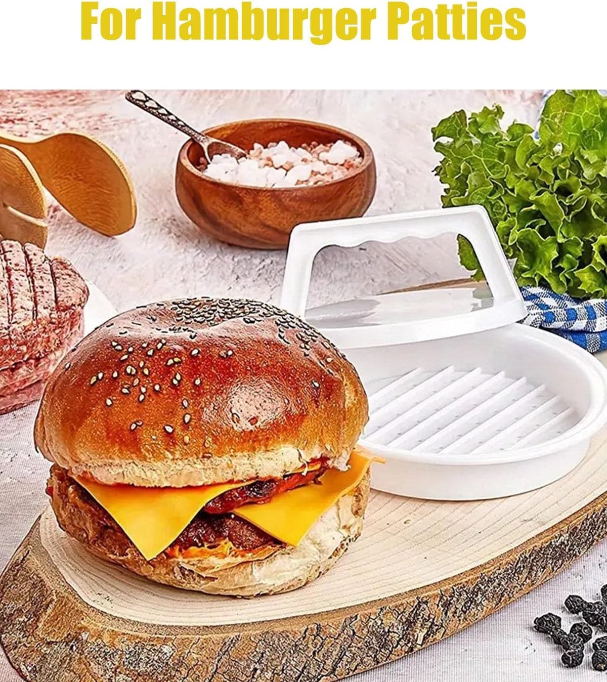 Molde prensa hamburguesas 50 papeles empanada 4.7in plástico blanco