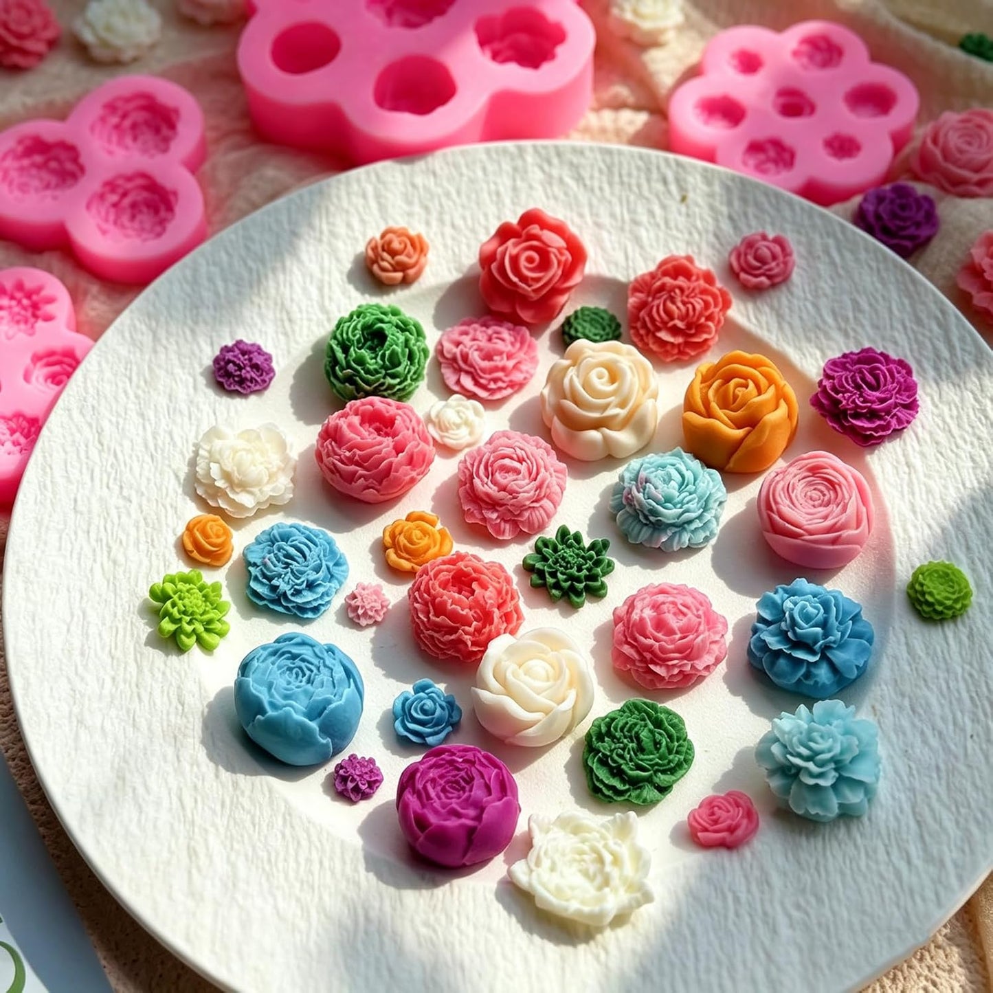 5 Moldes Silicona Flores Decoración Pastel Rosa