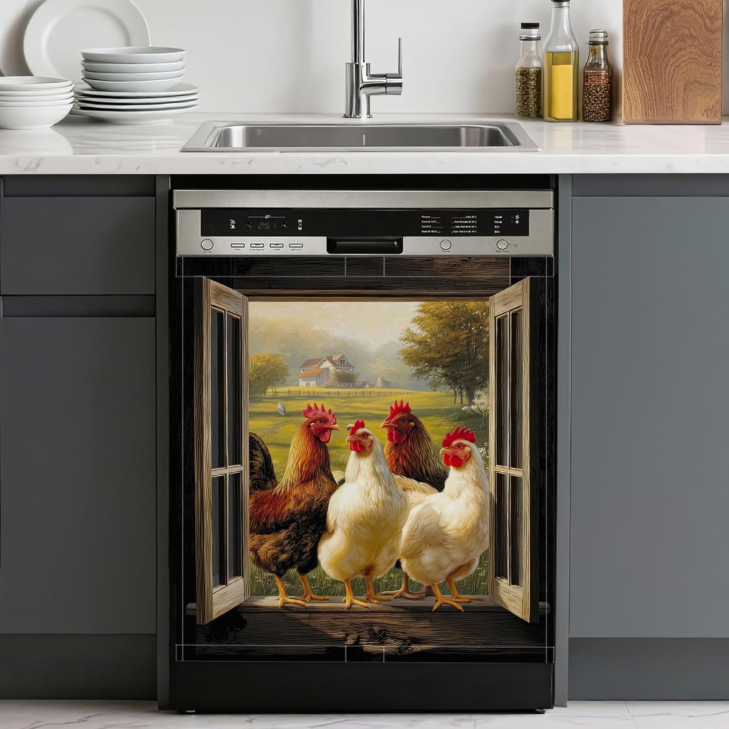 Funda magnética lavavajillas 23x26pulg gallo decoración cocina