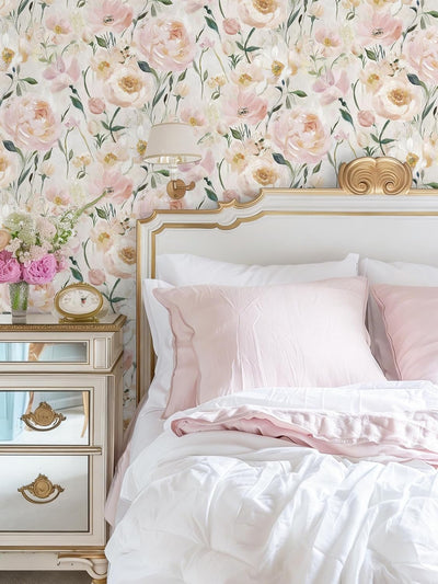 Papel tapiz floral autoadhesivo para dormitorio y baño