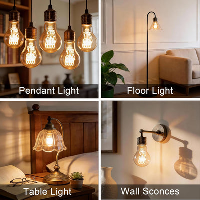 Bombillas LED Edison A19 E26 regulables vintage ámbar 2200K