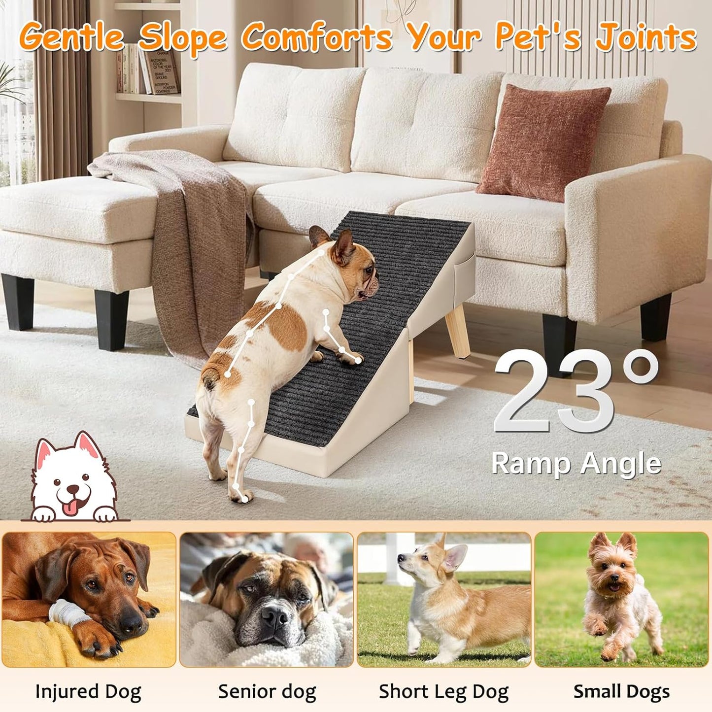 Rampa plegable 2en1 para sofá y cama mascotas