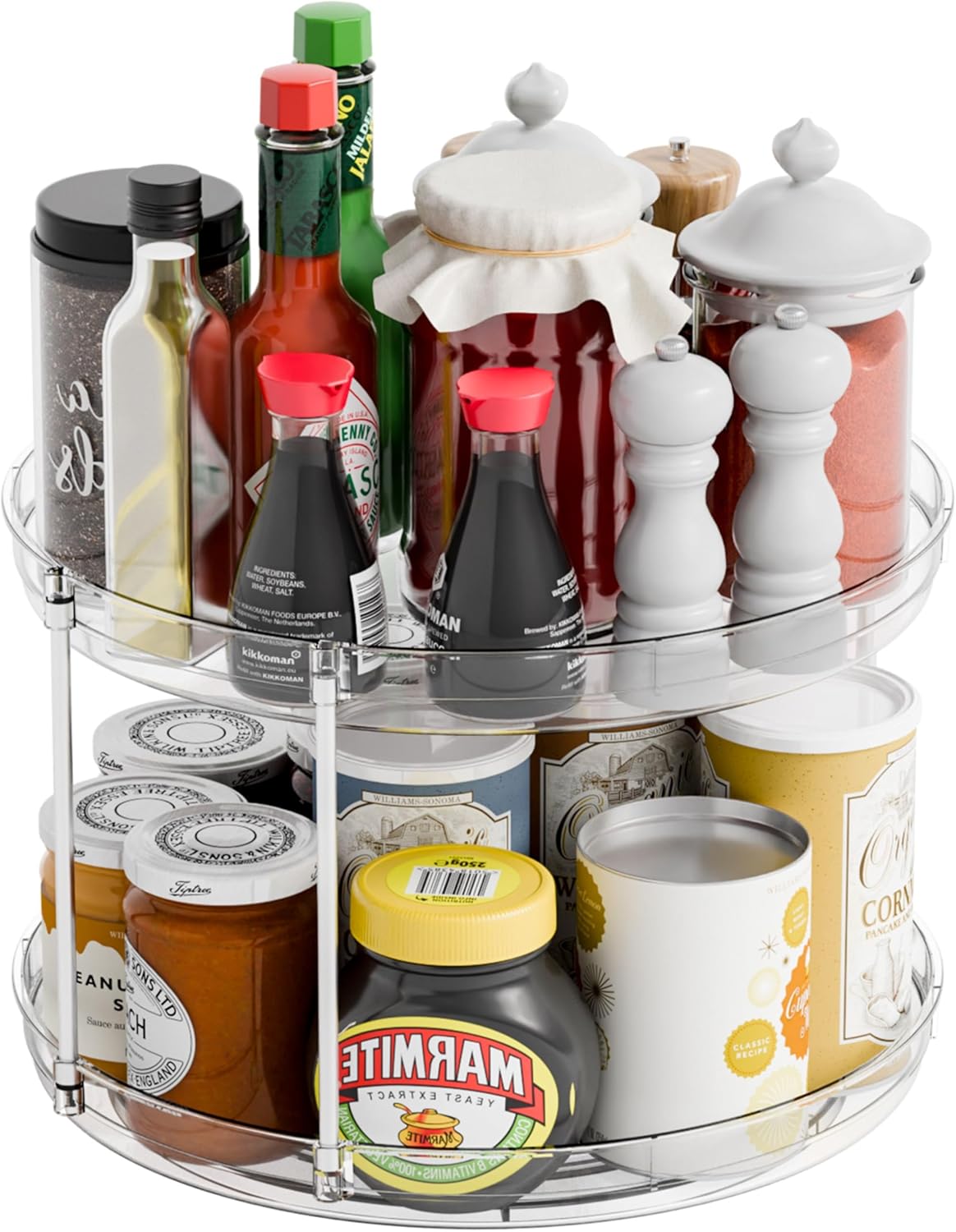 Plato giratorio Lazy Susan de 2 niveles para gabinete encimera despensa
