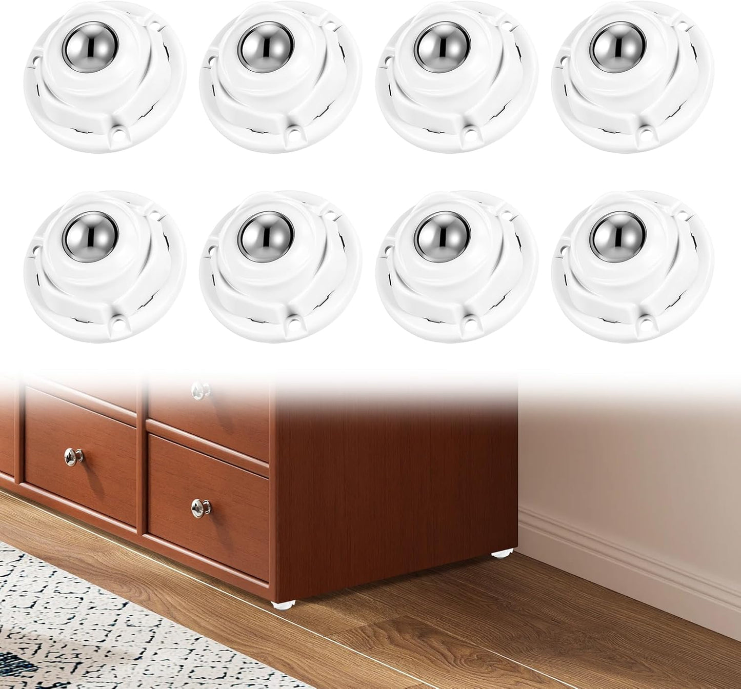 8 Ruedas Giratorias Acero Inox 1pulg Resistentes 66lb