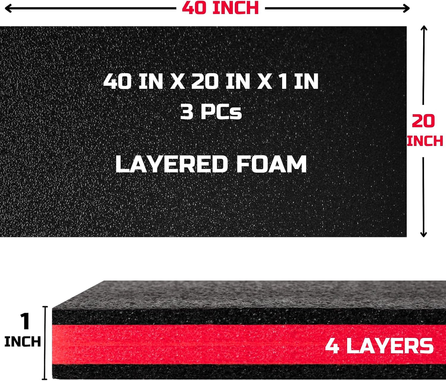 Caja herramientas espuma 40x20pulg paquete 3 insertos polietileno