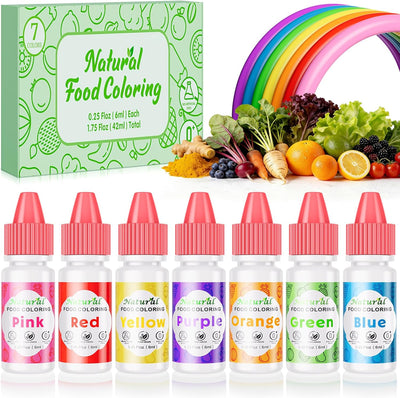 Kit colorante natural para alimentos 7 colores sin tinte FD&C para decorar pasteles glaseado huevos pascua