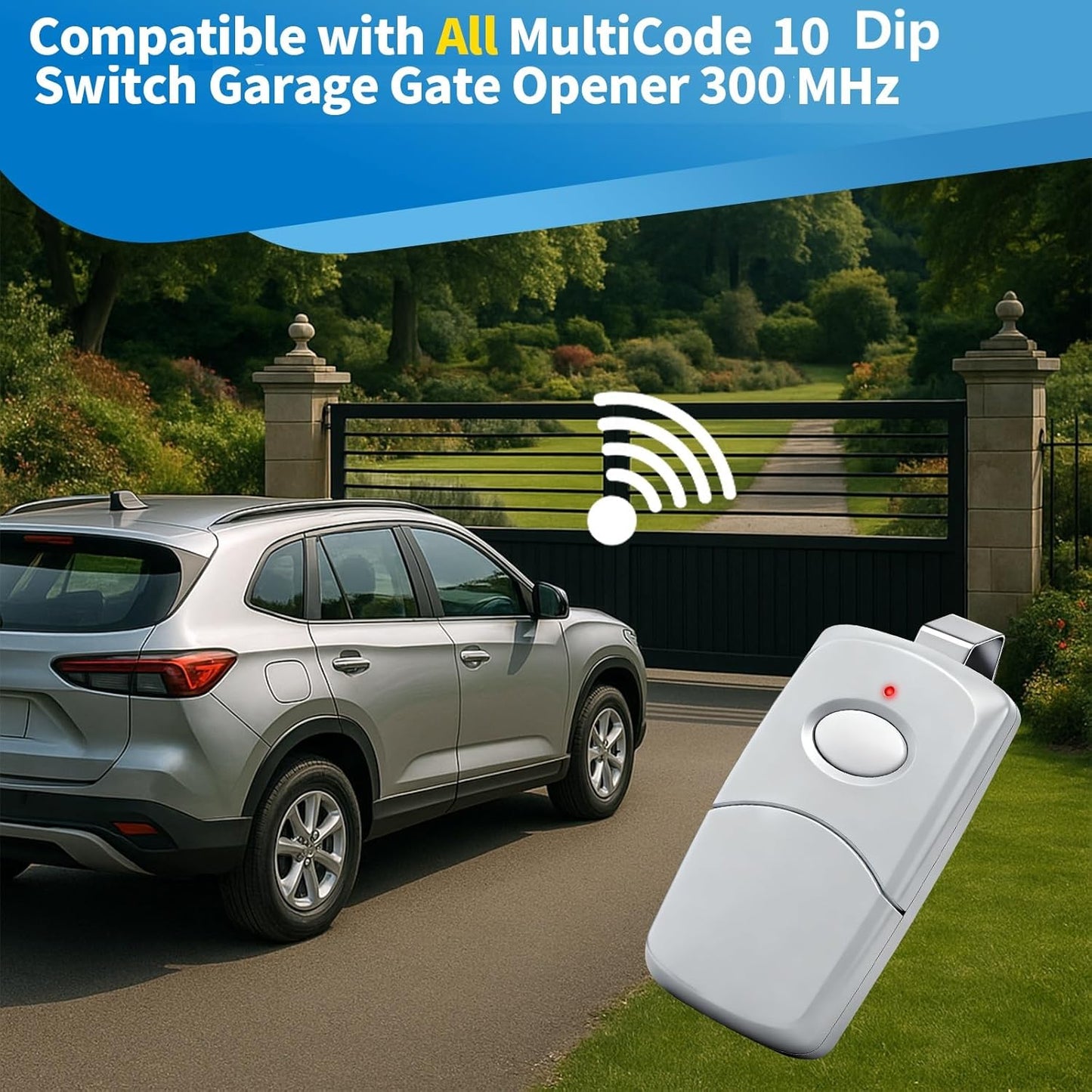 2 Control Remoto Puerta Garaje Multicodigo 300 MHz