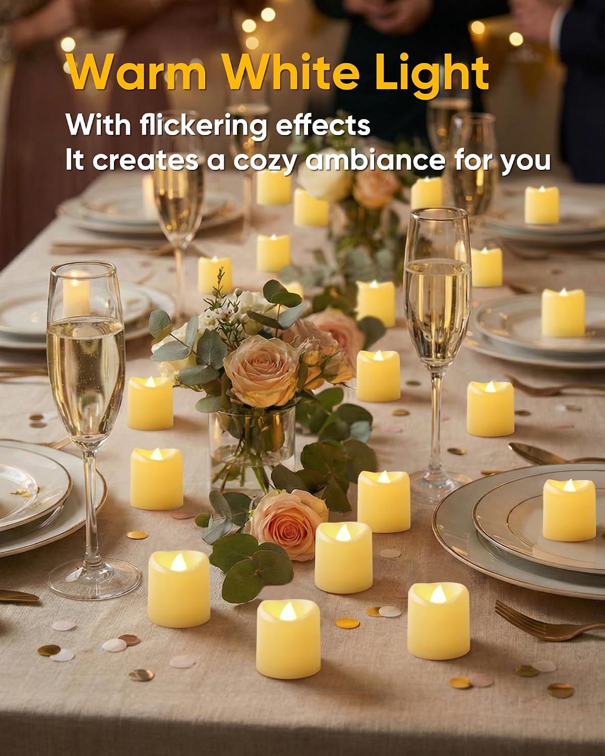 100 Velas Votivas LED Parpadeantes Batería Hogar