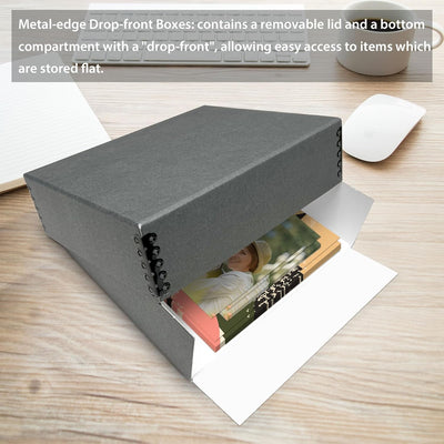 Caja almacenamiento archivo frente abatible sin ácidos metal