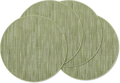 Juego de 4 manteles individuales redondos color verde salvia 12 x 18 pulgadas