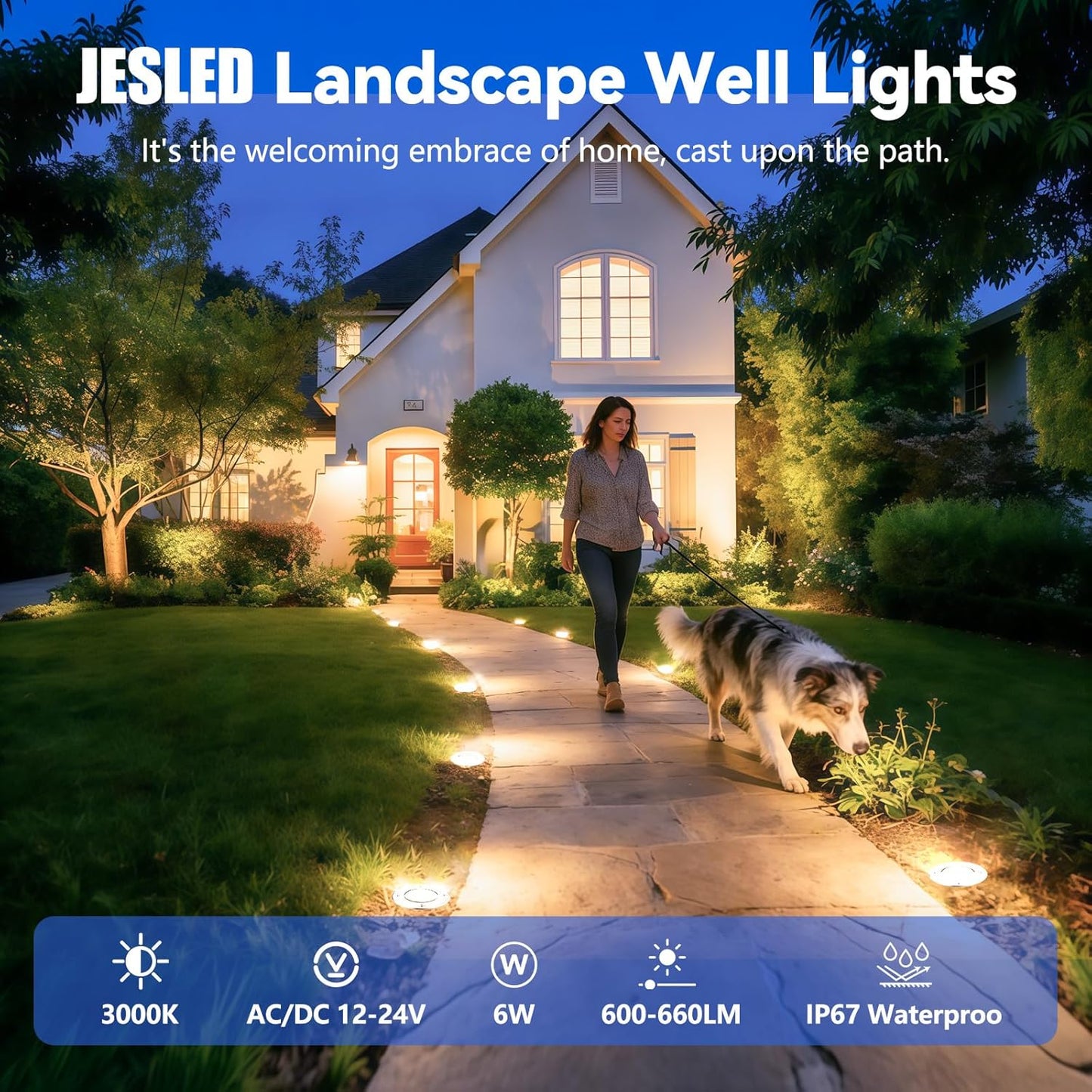 Luces LED paisaje 6 W IP67 blancas cálidas 3000 K pack 2