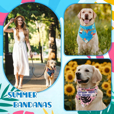 Bandanas triangulares perros verano ajustables patrón hojas coco
