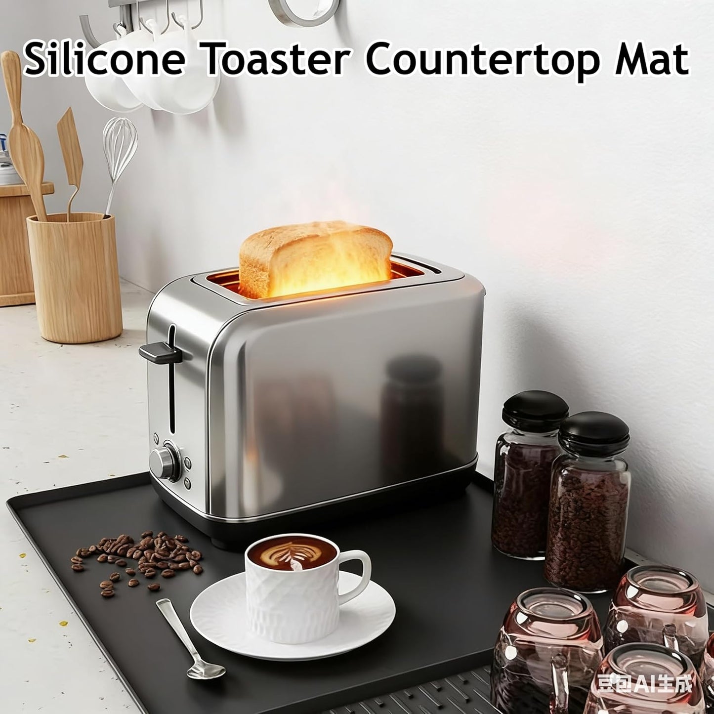Tapete silicona para encimera cocina resistente calor antideslizante negro