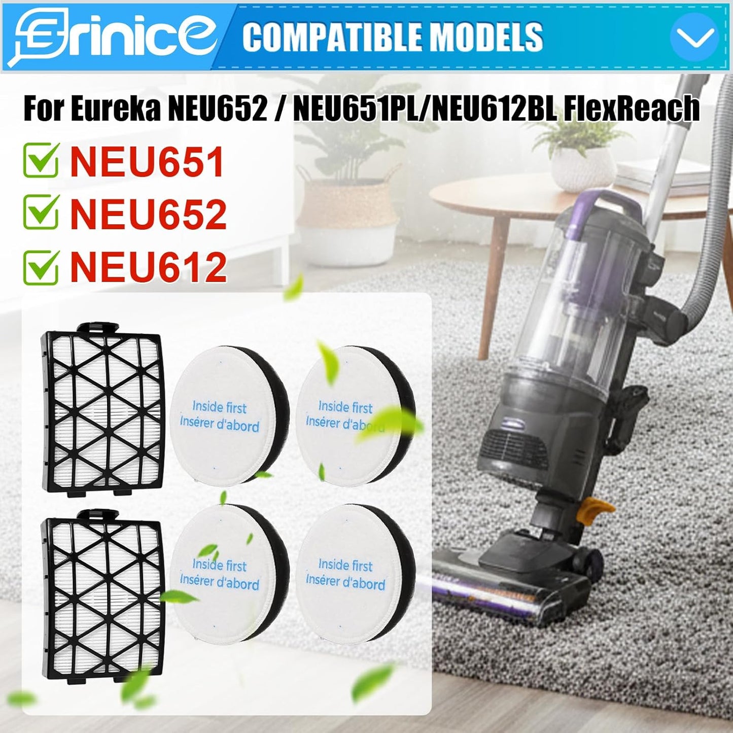 Filtro repuesto Eureka FlexReach NEU651PL Hepa y espuma