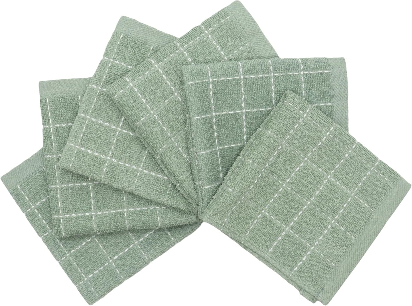 Paños de cocina de algodón absorbentes multiusos 12x12 pulgadas color verde claro