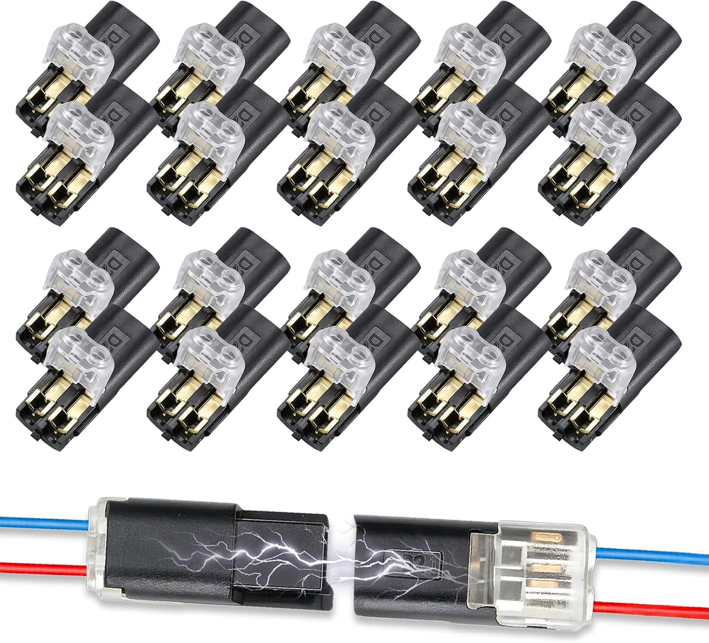 Conector enchufe doble cable 20 uds con LED