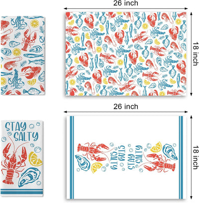 Set 2 Paños Cocina Náuticos con Motivo Marisco