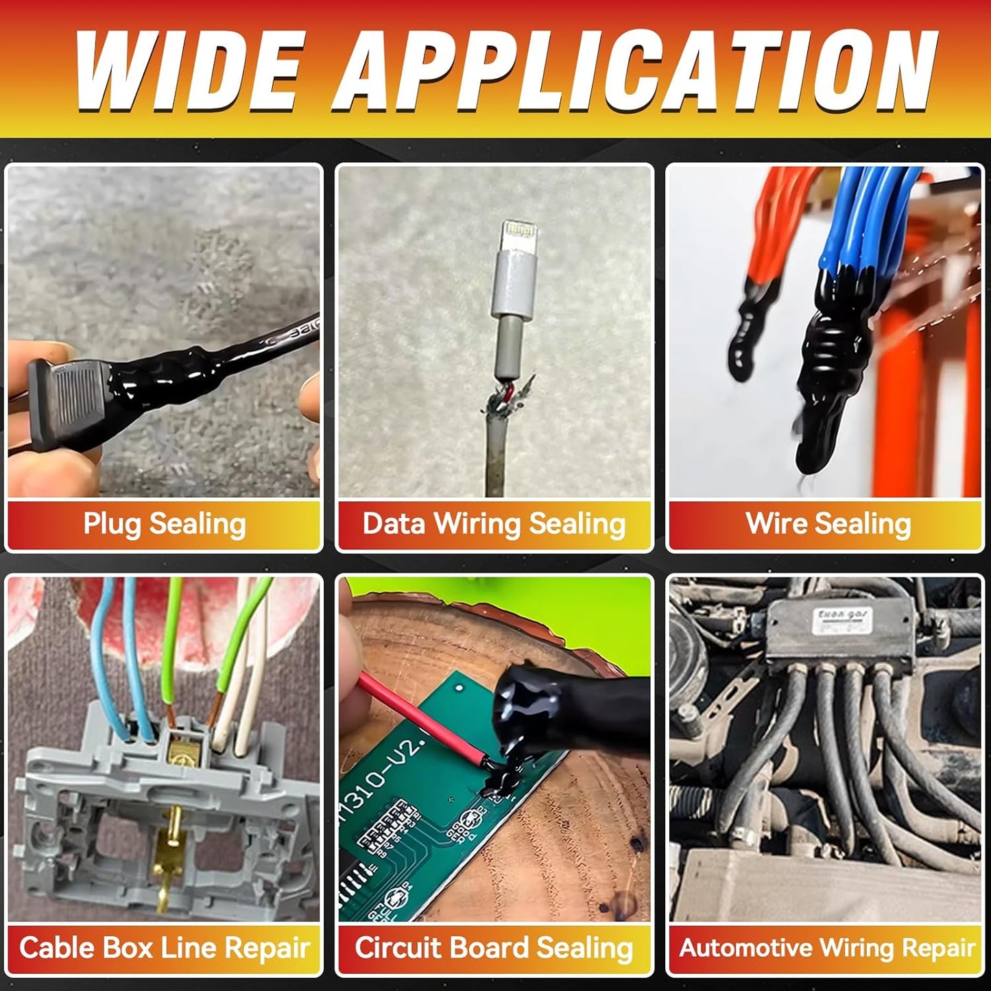 Cinta eléctrica líquida negra impermeable 4.2oz