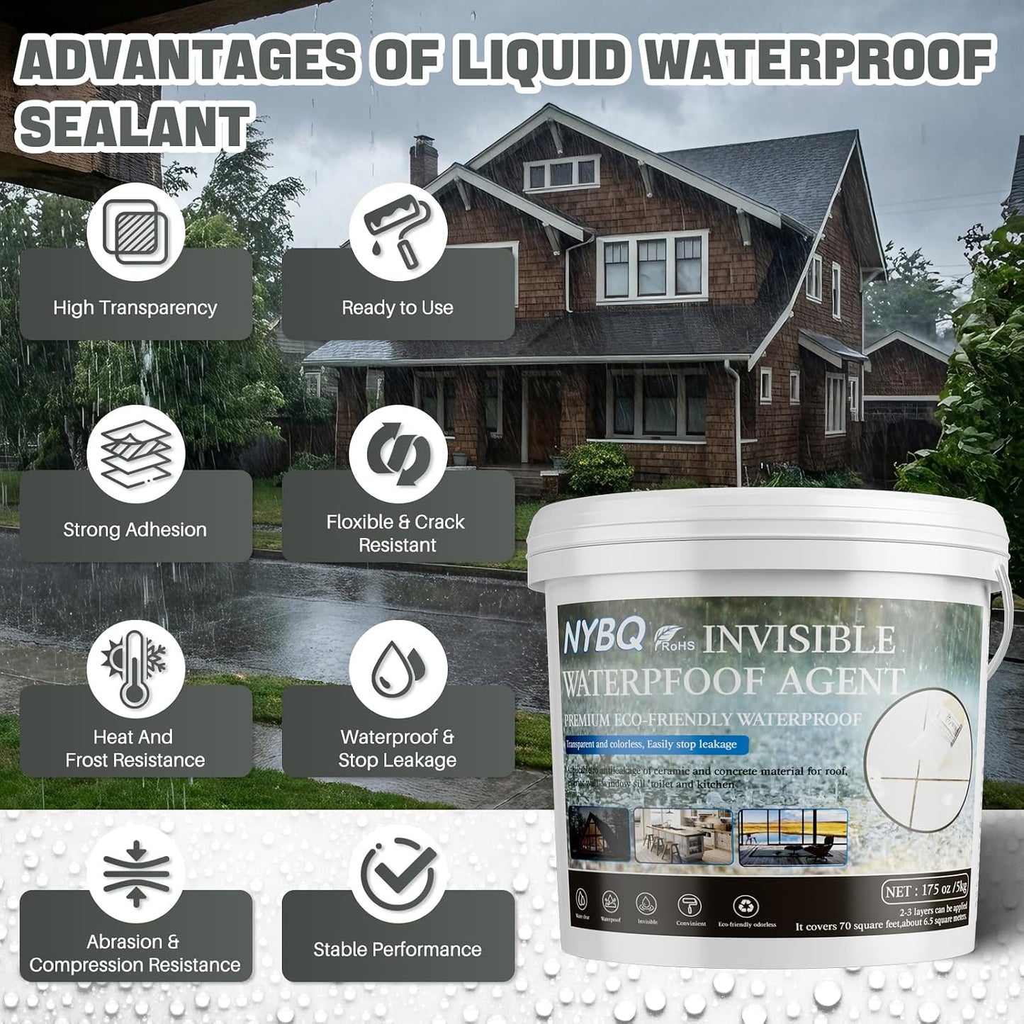 Sellador impermeable poliuretano 70oz para baño cocina techos
