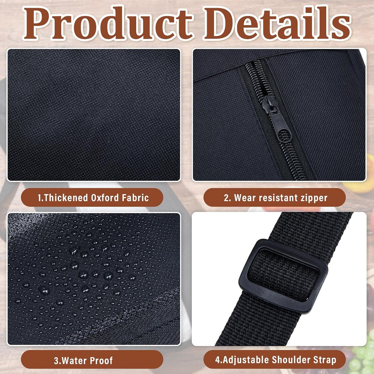 Bolsa plegable para herramientas de parrilla y acampar color negro