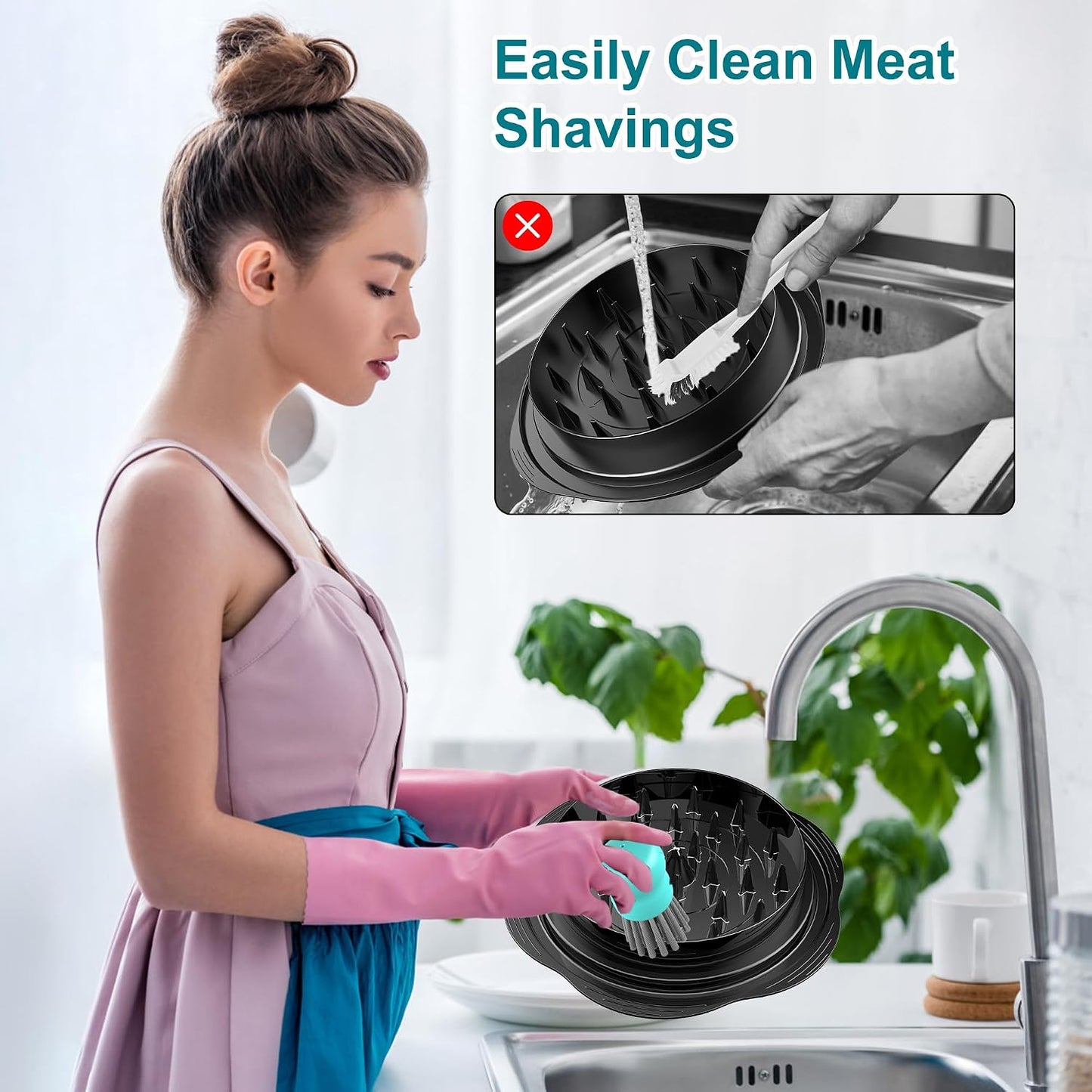 Cepillo cocina ergonómico para trituradora de pollo 4