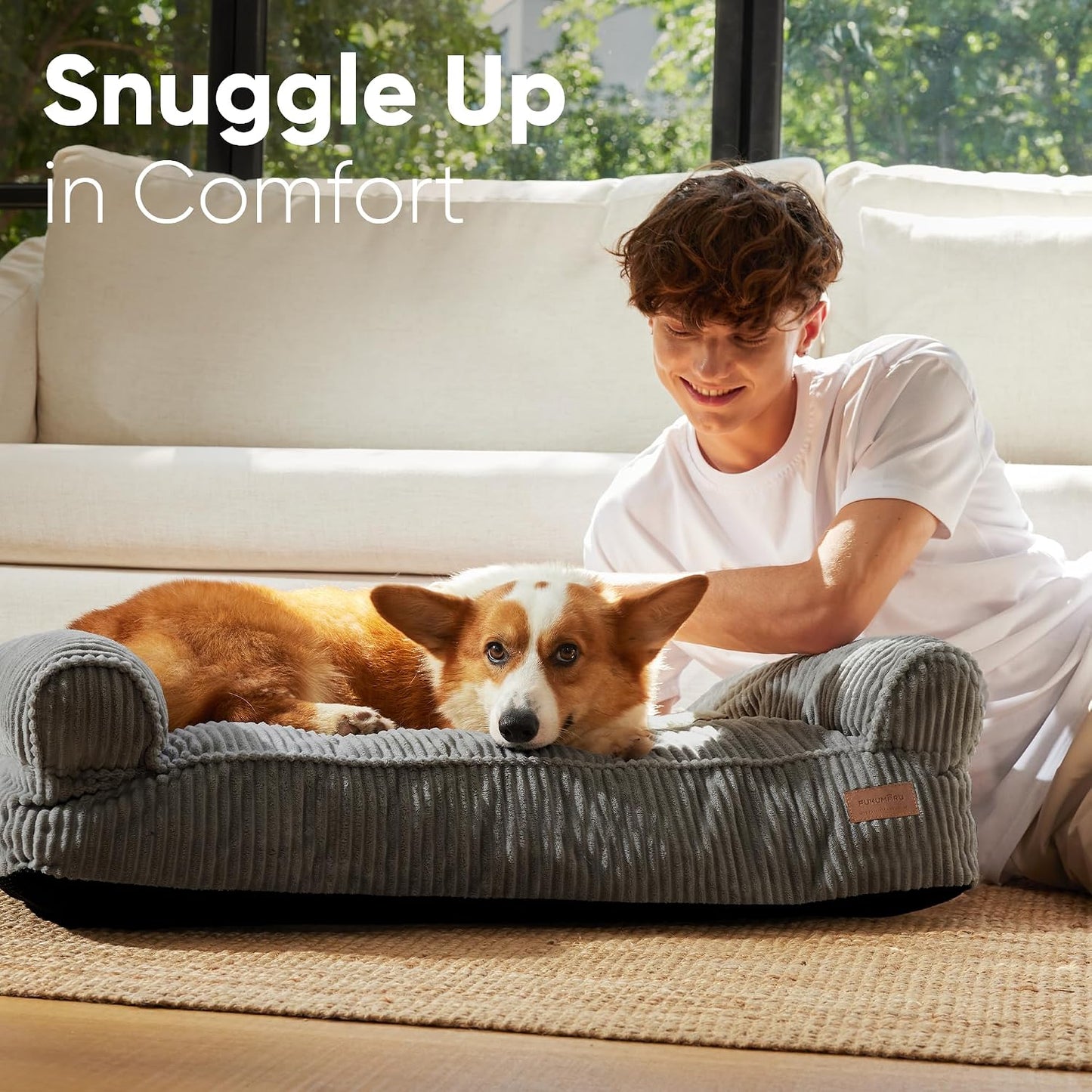 Cama perro mediano mullida con funda TPU para gatos