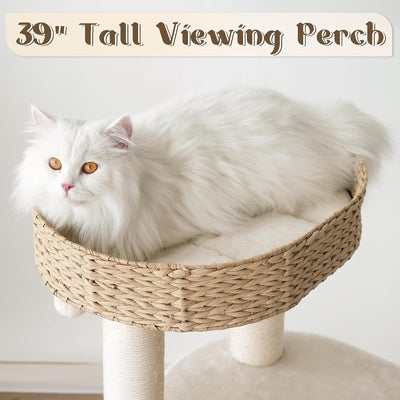Árbol para gatos de 39pulg madera maciza varios niveles
