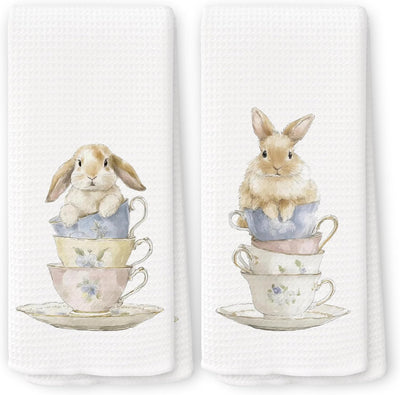 Set 2 Toallas Cocina Conejo Pascua Decorativas