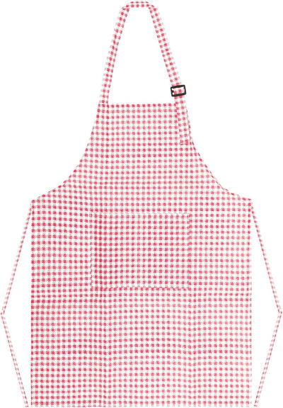 Delantal de cocina para niños con bolsillos, tejido de poliéster a cuadros, cuello ajustable