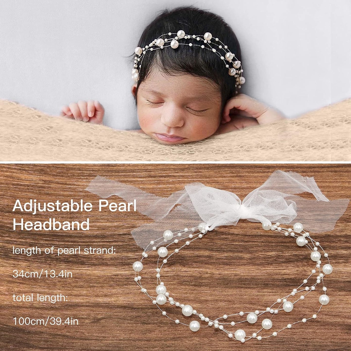 Kit 2 Pzas Accesorios Fotografía Bebé Manta Perlas Diadema