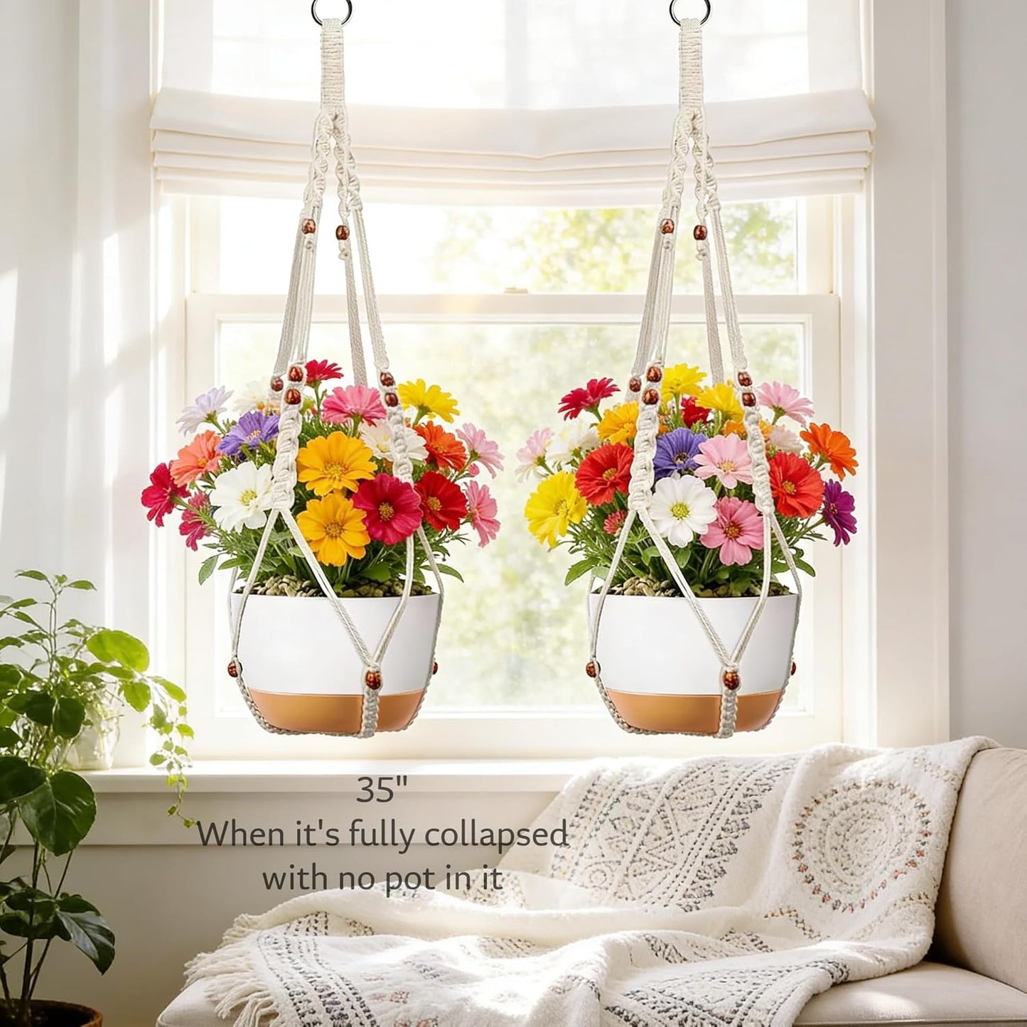Colgador macramé para plantas interior y exterior paquete 2