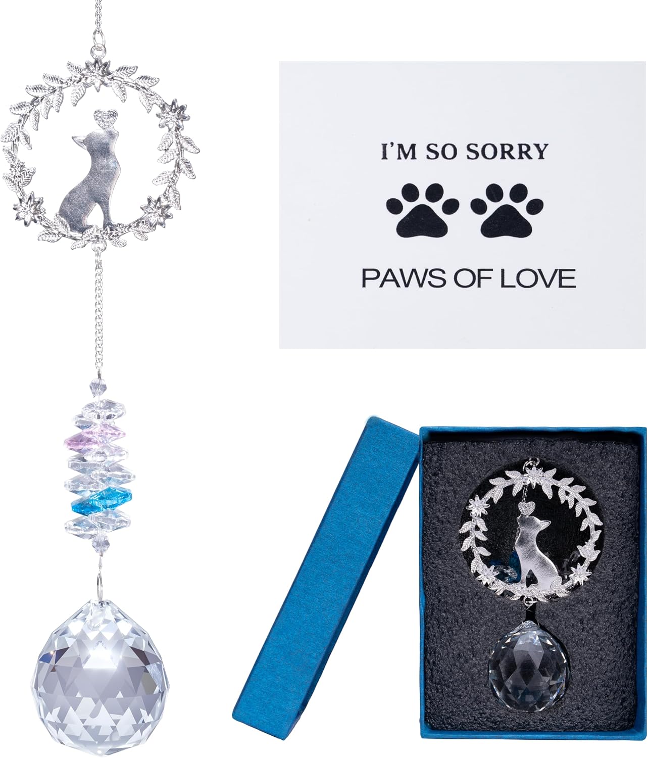 Atrapasoles conmemorativo perros gatos corona 3D cristal