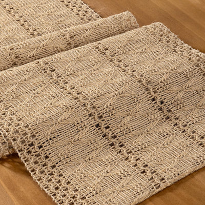 Camino mesa bohemio arpillera yute 12x36pulg decoración comedor