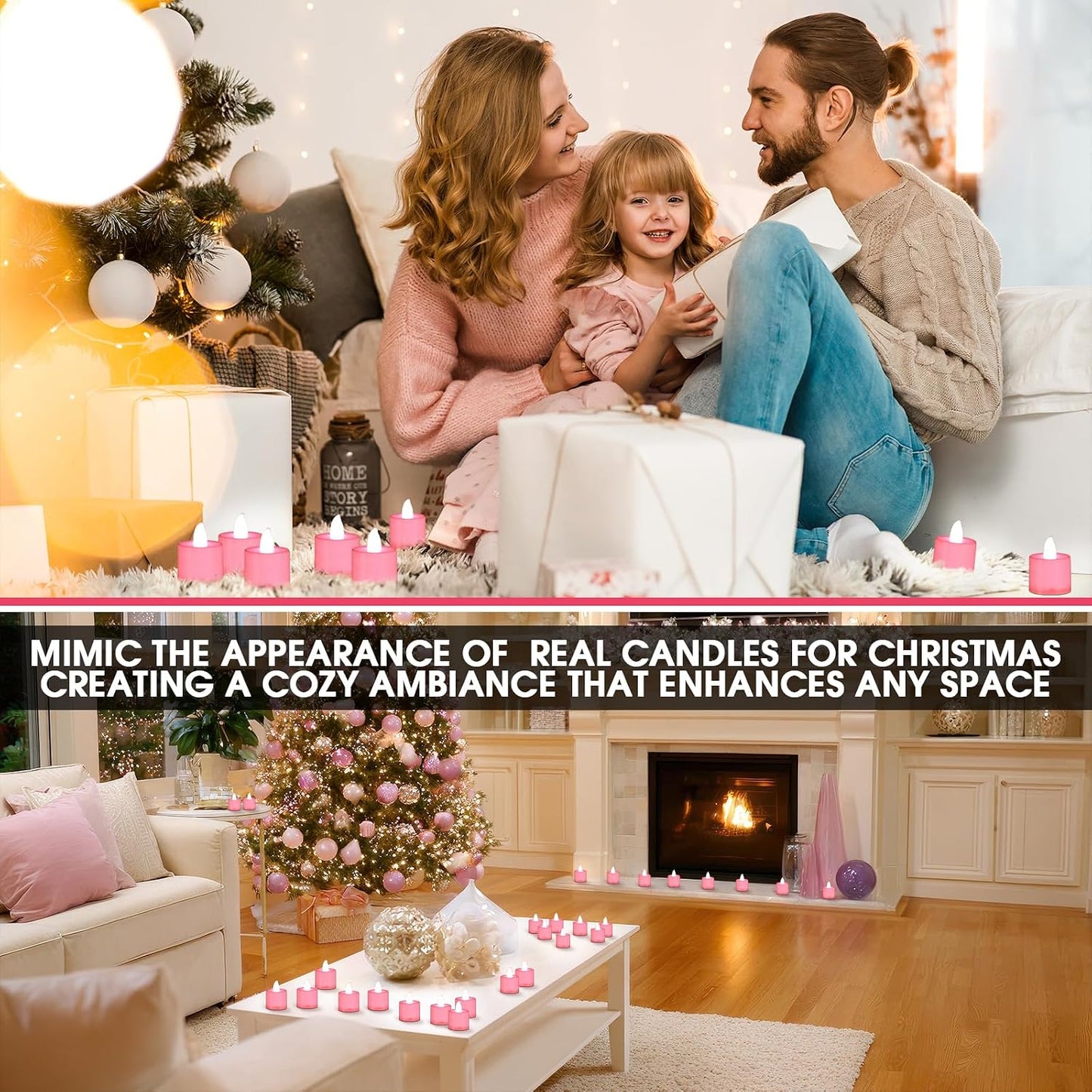 Set 72 Velas LED Parpadeantes Rosa