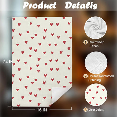 Juego de 2 toallas de cocina rosa con corazón para San Valentín